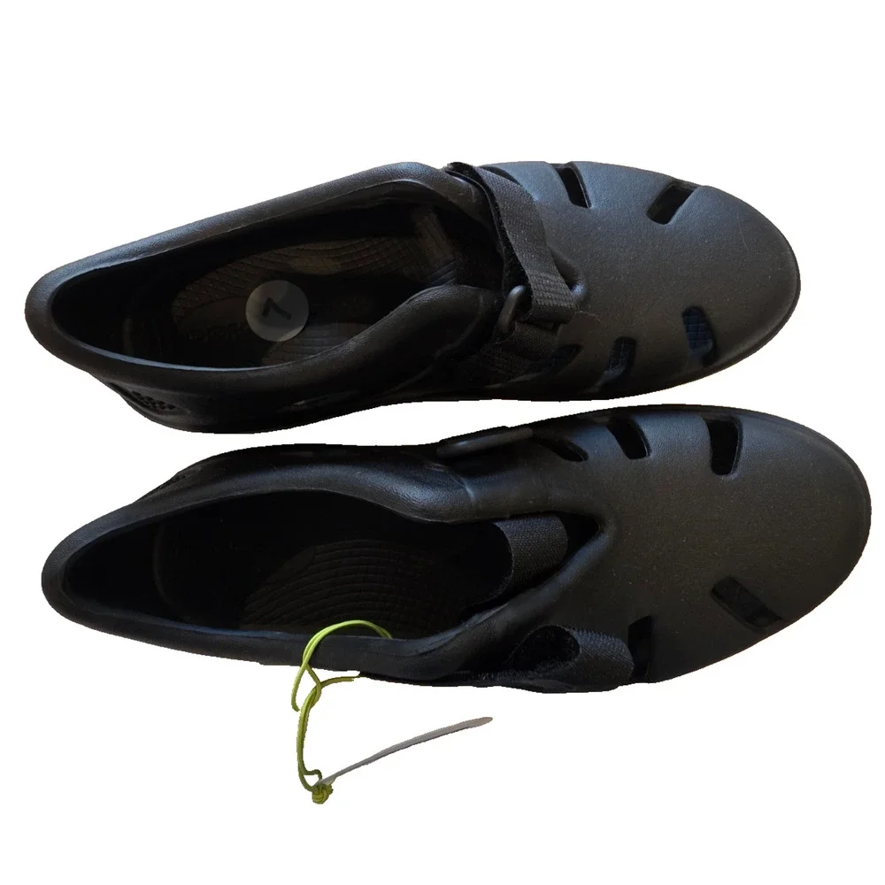 OOFOS OOahh Sport Flex Clogs Unisex M7/W9 Black Recovery Shoes Adjustable Strap